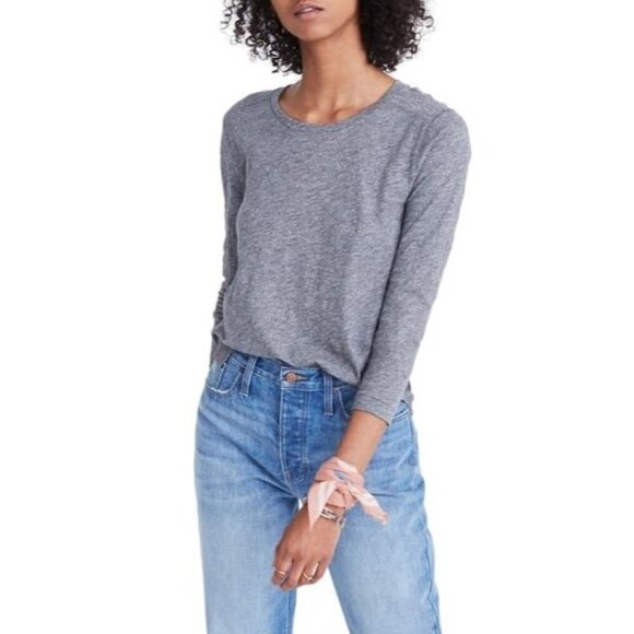 Madewell Tops - Madewell Heather Mercury Gray Cotton Crewneck Long Sleeve Tee L